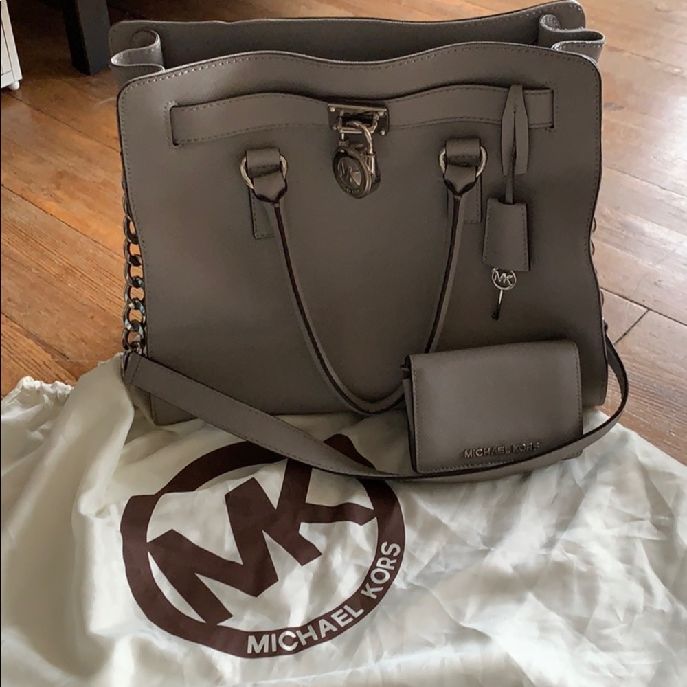 Michael Kors Hamilton Specchio Grey Tote & Wallet